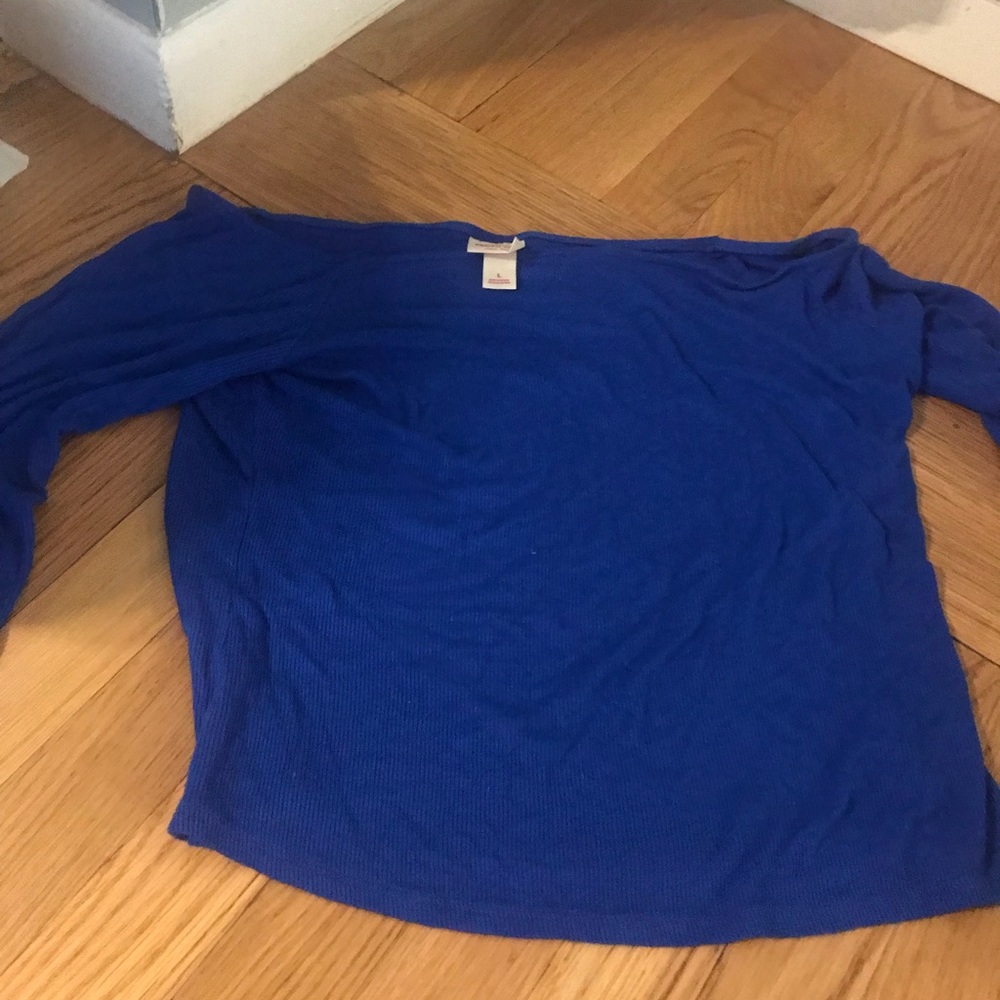 Off the shoulder royal blue shirt